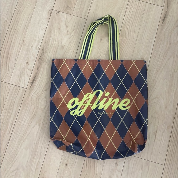 aerie Handbags - New Aerie Argyle Tote Bag - Brown and Blue